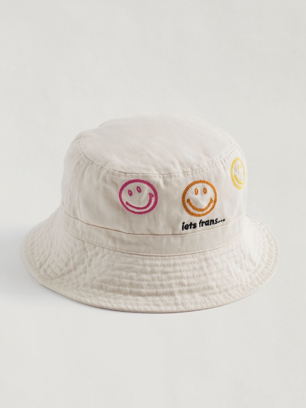 iets frans... X Smiley Chainstitch Embroidered Bucket Hat